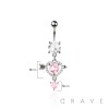 316L SURGICAL STEEL ARROW MULTI CZ HEART DANGLE BELLY BUTTON NAVEL RING 